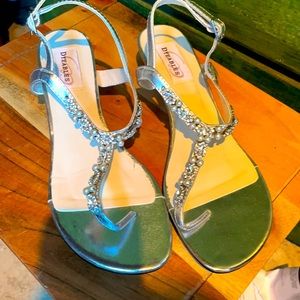 Dyables Silver glitter wedge sandals 8 1/2W